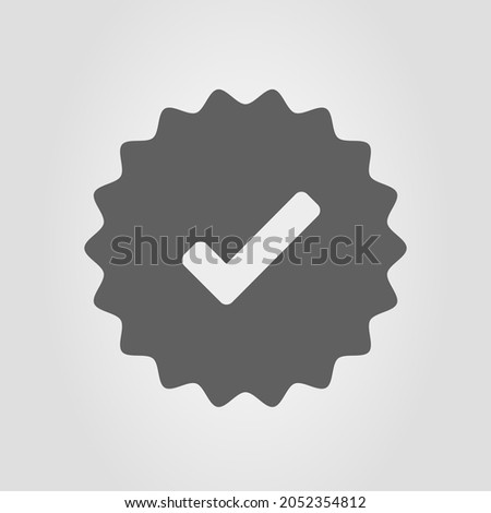 Top social media account sign. Check mark in rounded corners star. Premium icon. Verified profile icon. Certificate. Ok. Safety. High quality. Trust. The best. Vector illustration