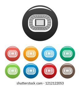 Top sport arena icons set 9 color vector isolated on white for any design