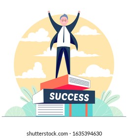 Top success books vector illustration