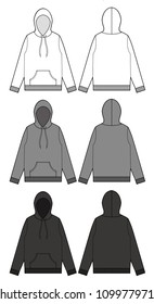 Top sweatshirt hoodie tee fashion vector illustration flat sketches template