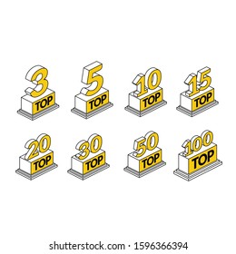 Top symbol abstract set. Vector line, 3d stroke isometric, color web icon, new flat style. Creative illustration design, abstract idea for infographics.