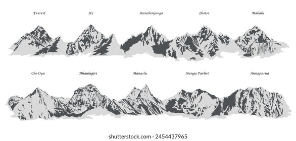 top ten highest mountains in the world