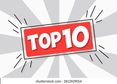 Top Ten label red sticker. Top 10. Best ten list. Vector illustration EPS10