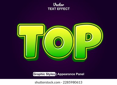 top text effect with green color graphic style and editable.