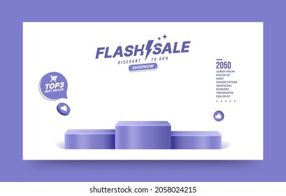 Top three best seller podium scene for social media post, pedestal stage for product presentation isolated on white background.