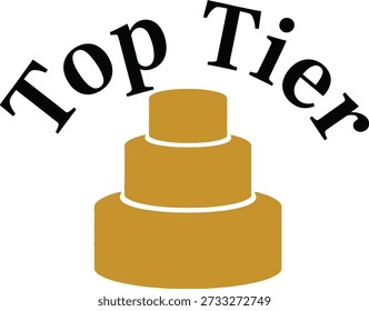 Top Tier cake typography design vector illustration for birthday celebration high quality excellence and premium status party on transparent background.