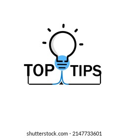 Consejos superiores con un icono de bombilla. Ilustración vectorial de estilo plano.