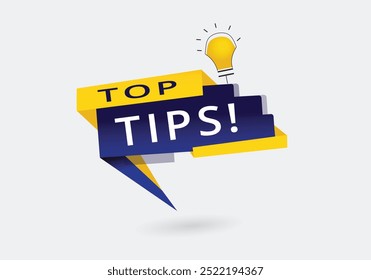 Top tips colorful promotion template. Announcement  Banner label vector.