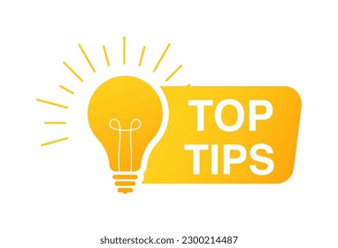 Top tips geometric message bubble with light bulb emblem. Banner design for business and advertising. Vector illustration. 