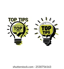 Top tips geometric message bubble with light bulb emblem. Banner design for business and advertising. Vector illustration.