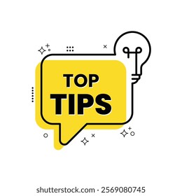 Top tips geometric message bubble with light bulb emblem. Banner design for business and advertising. Vector illustration.