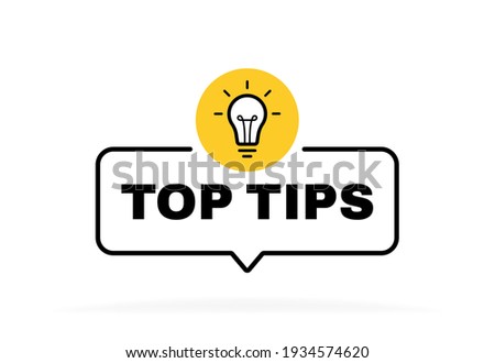 Top tips geometric message bubble with light bulb emblem. Banner design for business and advertising. Vector illustration. Foto d'archivio © 