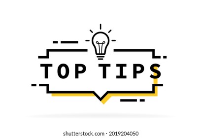Top tips geometric pixel message bubble with light bulb emblem. Banner design for business and advertising. Vector illustration.