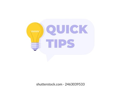  Logotipo de las puntas superiores con bombilla. Consejos rápidos, trucos útiles, consejos e ideas para negocios. Ilustración vectorial plana.
