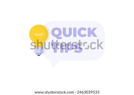  Top tips logo with light bulb. Quick tips, helpful tricks, tooltip, advice and idea for business. Flat Vector illustration.
