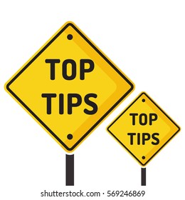 Top Tips. Road Sign Icon. Flat Vector Illustration On White Background.