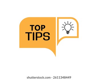 top tips sign on white background