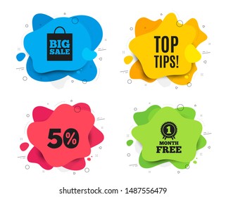Top tips symbol. Liquid shape, various colors. Education faq sign. Best help assistance. Geometric vector banner. Top tips text. Gradient shape badge. Vector