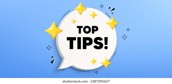 Top tips tag. Chat speech bubble banner. Education faq sign. Best help assistance. Top tips speech bubble message. Talk box infographics. Vector