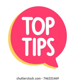 Top Tips. Vector Icon, Badge Illustration On White Background.