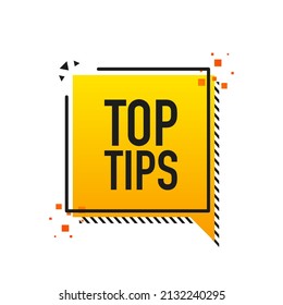 Top tips yellow banner in flat style on white background. Vector illustration