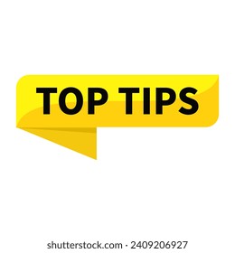 Top Tips In Yellow Rectangle Ribbon Shape For Knowledge Sharing Announcement Social Media Information

