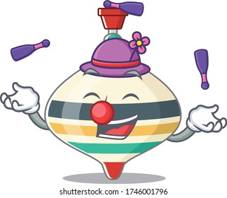 A top toy cartoon design style succeed playing juggling