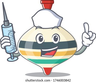 Top toy humble nurse mascot design with a syringe
