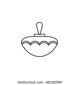Top toy icon in thin outline style. Spinning wheel children play