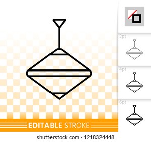 Top Toy thin line icon. Outline web sign of whirligig. Spinner linear pictogram with different stroke width. Simple vector symbol, transparent background. Kids game editable stroke icon without fill