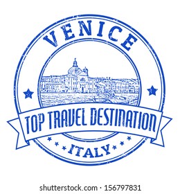 Top travel destination grunge rubber stamp with the word Venice, Italy inside, vector illustration