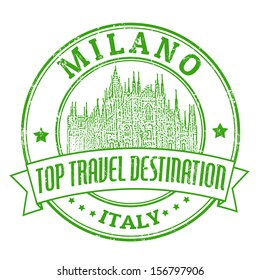 Top travel destination grunge rubber stamp with the word Milano, Italy inside, vector illustration