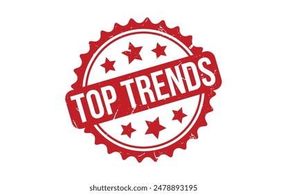 Top Trends Stamp. Red Top Trends Rubber grunge Stamp