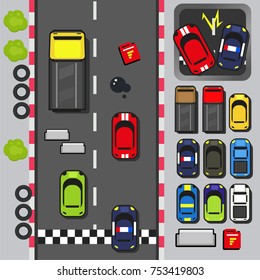 Top View 2D Game Asset, Set Of Race Car. Item For Game Design