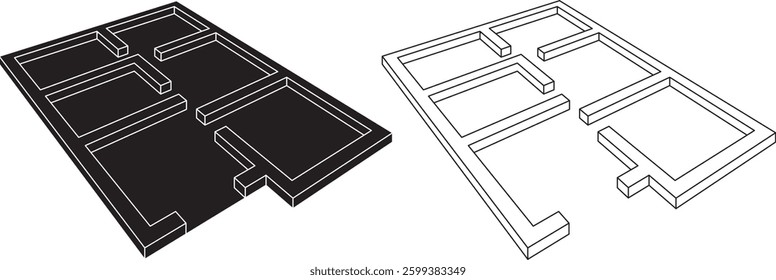 top view 3d house floor plan icon