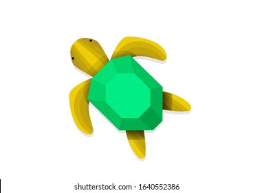 Top view, 3D Turtle in Low-Poly design, vector art
