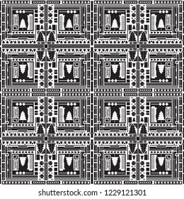 Top view of abstract city. Seampless pattern. Black and white. Vector illustration
