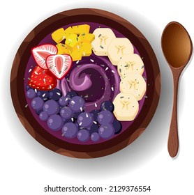 Top View Acai Food Bowl On Stock Vector (Royalty Free) 2129376554 ...