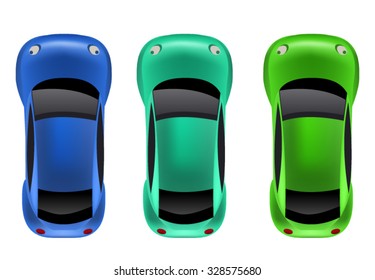 Top View , Aerial View of 3 Vehicles