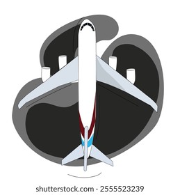  Top view airplane. Airplane in Flight Vector Design