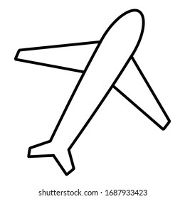 Top view of an airplane. Vector illustration in black and white. Icon for websites and mobile applications.