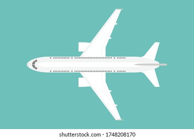 Vista superior de la ilustración del vector del avión aislada