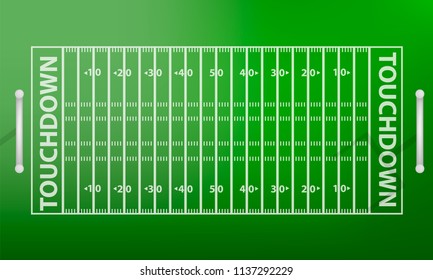 Top view american football field concept background. Realistic illustration of top view american football field vector concept background for web design