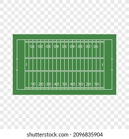 Top view of american football field icon. Isolated on transparent background. Vector illustration, eps 10.