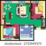 Top View Apartments Floor Plan House Interior Design Vector