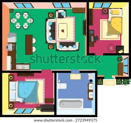 Top View Apartments Floor Plan House Interior Design Vector
