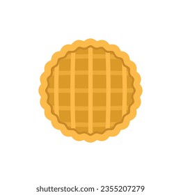 Top view apple pie icon flat vector. Cake dessert. Fruit tart isolated