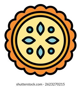 Top view apple pie icon. Outline top view apple pie vector icon color flat isolated