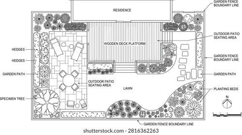Top view architectural floor plan line drawing of a double hotel room 