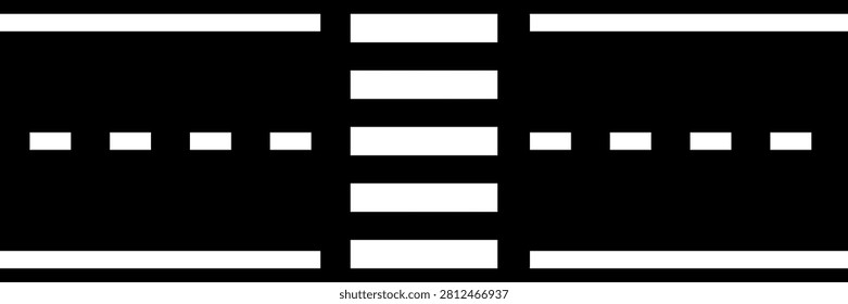Top view asphalt road with zebra crosswalk seamless pattern background vector illustration